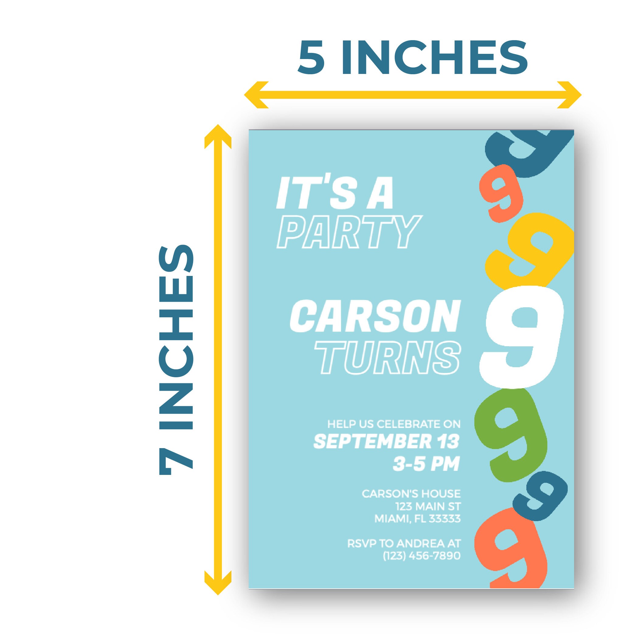 9th Birthday Party Invitation, Boy Birthday Party, Kid Birthday Party ...
