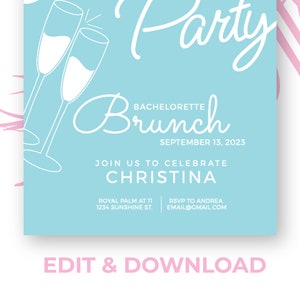 Brunch Bachelorette Party Invitation Let's Party image 5