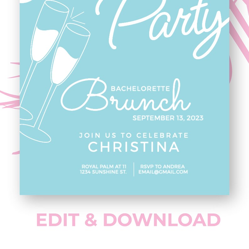 Brunch Bachelorette Party Invitation Let's Party image 5