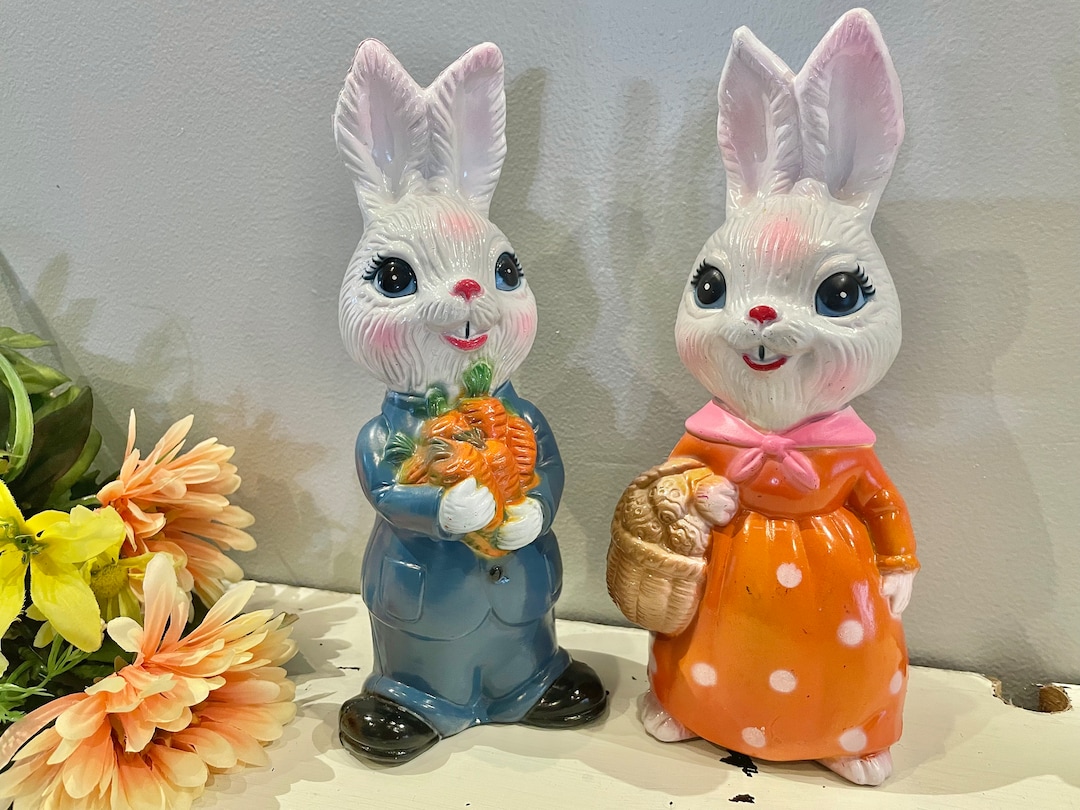 Vintage Boy and Girl Bunnies Etsy