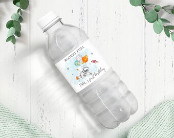 Editable Orange Planets Space Water Bottle Label Space Birthday Galaxy Party Decor Rocket Fuel Label Planets Labels Template Printable 0004