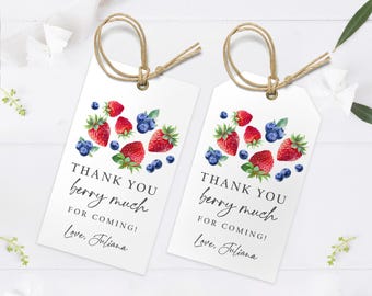 Editable Blueberry Strawberry Favor Tags Berry First Birthday Thank You Tags Label Berry Much Tags Berry Sweet Digital Template Corjl 0008