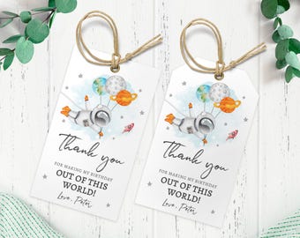 Editable Orange Planets Space Favor Tag Galaxy Gift Tag Space Birthday Thank you Label Out Of This World Planets Digital Template Corjl 0004