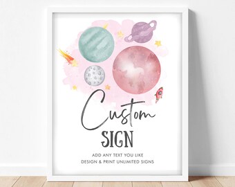 Editable Galaxy Birthday Sign, Outer Space Party Decor (Digital Download)