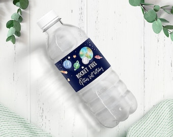 Editable Galaxy Space Water Bottle Labels Galaxy Party Decor Outer Space Birthday Rocket Fuel Labels Planets Labels Template Printable 0002