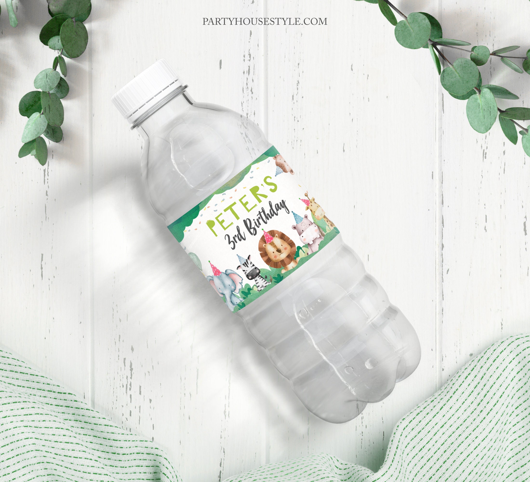 Editable Water Bottle Labels Party Animals Boy Birthday Wild One ...