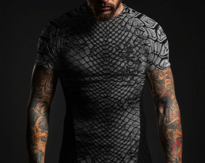 Black Dragon Short Sleeve Rash Guard for Men