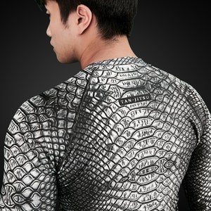 Black Dragon Scale BJJ Long Sleeve Rash Guard for Men image 2