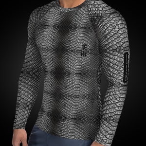 Black Dragon Scale BJJ Long Sleeve Rash Guard for Men image 3