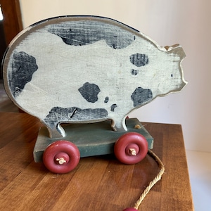 Vintage Pig Pull Toy
