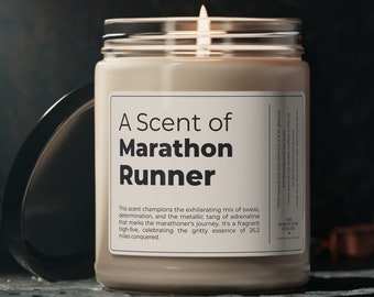 A Scent of Marathon Runner Soy Wax Candle, Gift For Marathon Runner, Marathon Gift, Marathon Decoration Candle, Eco Friendly 9oz. Candle