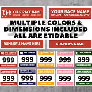 Editable Race Bib Collection 20pcs • Fully Customizable Template • Editable Running Bib • Canva Template