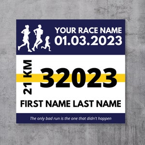 Printable Race Bib Fully Customizable Template | Editable Running Bib | Canva Template