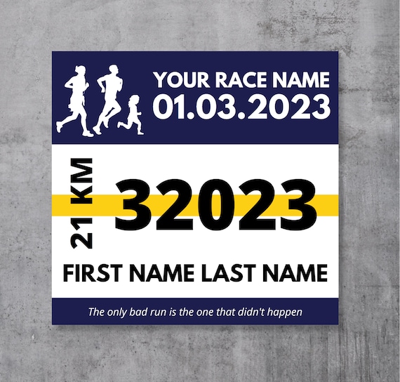 runrunmamaページ Printable Race Bib Fully Customizable Template | Editable Running