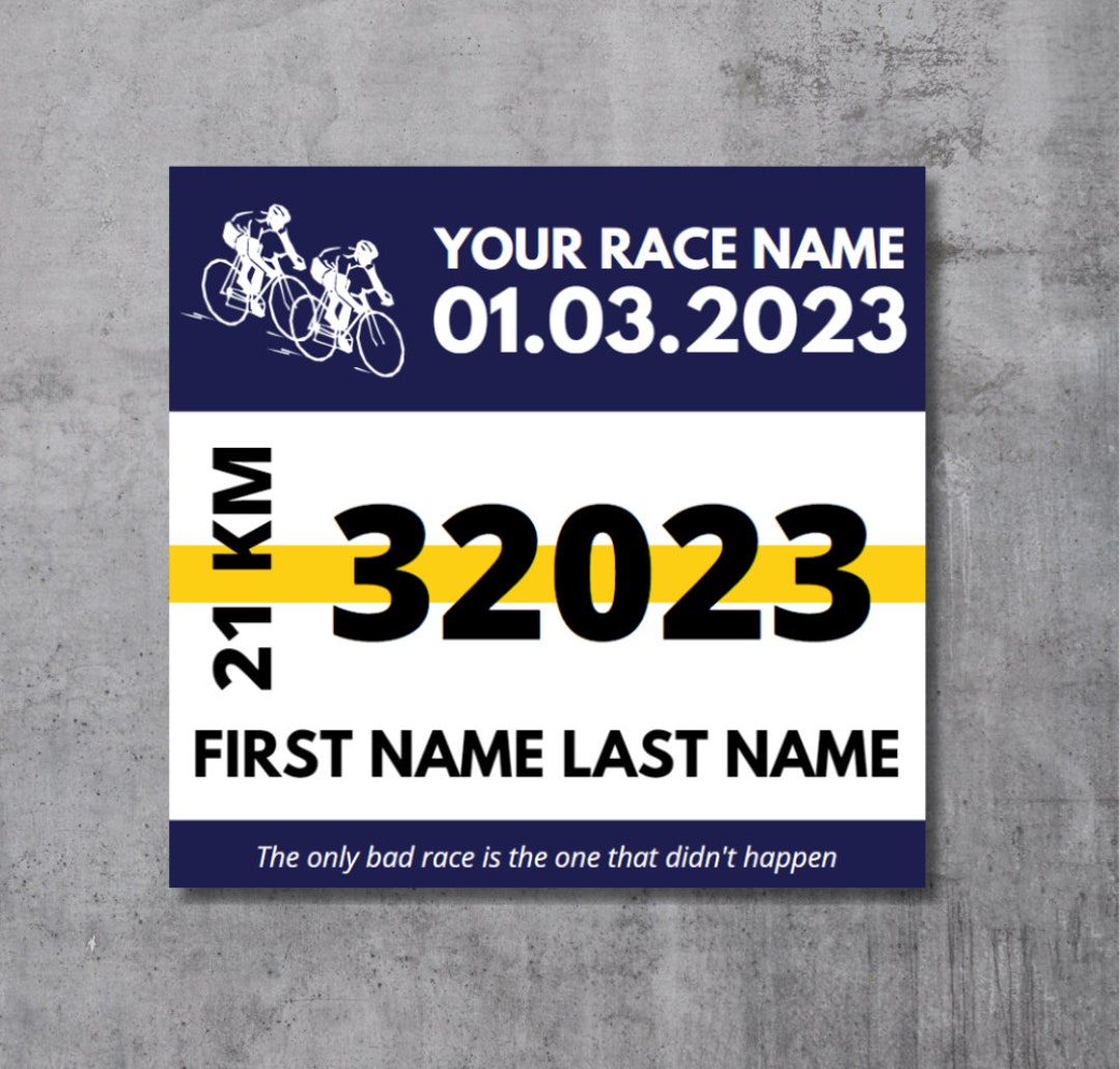 Printable Cycling Race Bib Fully Customizable Template 3 Versions ...
