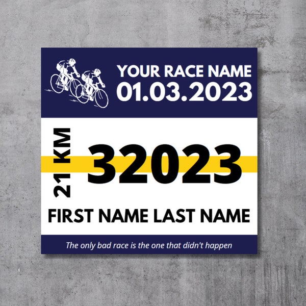 Printable Cycling Race Bib Fully Customizable Template | 3 Versions! | Editable Cycling Bib | Canva Template