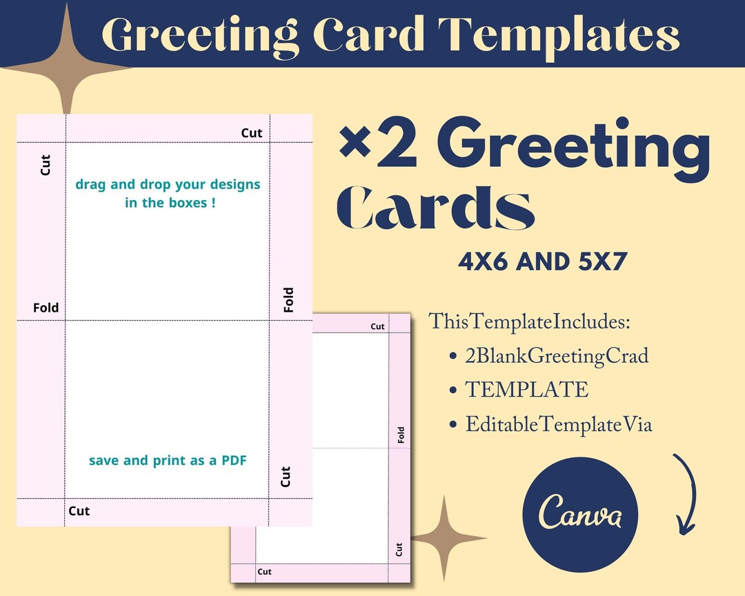 Greeting Card Templates, Drag and Drop, 4x6 and 5x7 Foldable Cards