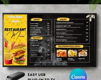 Restaurant TV Menu Board Template: Easy DIY Digital Display (Canva)