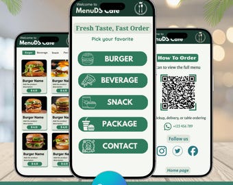 QR Code Menu for Restaurants | Mobile Menu Design | Editable Canva