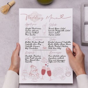 Hand Drawn Wedding Menu Template: Editable Canva Design (4x6&quot;)