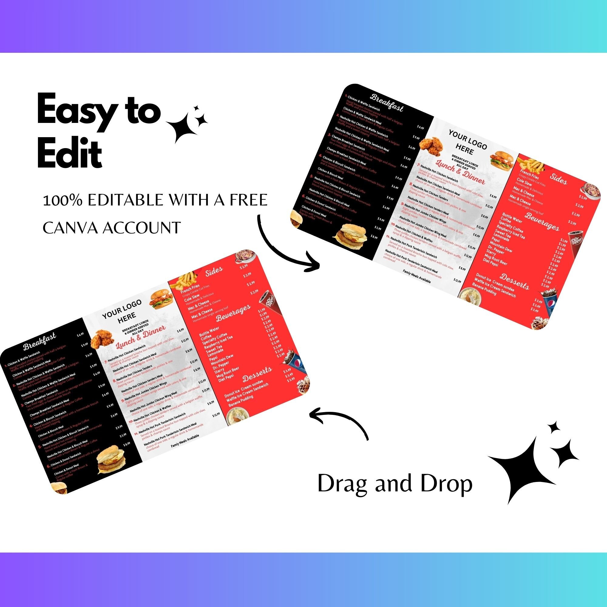 Restaurant Menu Board, Menu Board for Restaurant, Menu Board Template ...