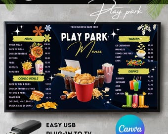 Play Park TV Menu Board Template: Restaurant Digital Menu (Canva)