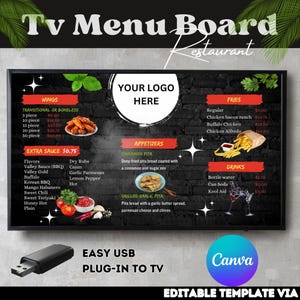 Tablero de menú para restaurante, Plantilla de tablero de menú, Tablero de menú de restaurante, Tablero de menú de restaurante minimalista, Tablero de lista de precios minimalista, Canva
