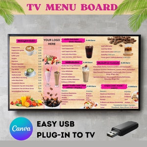 Menu Board For Restaurant, Menu Board Template, Restaurant Menu Board, Minimalist Restaurant Menu Board, Minimalist Price list Board, Canva