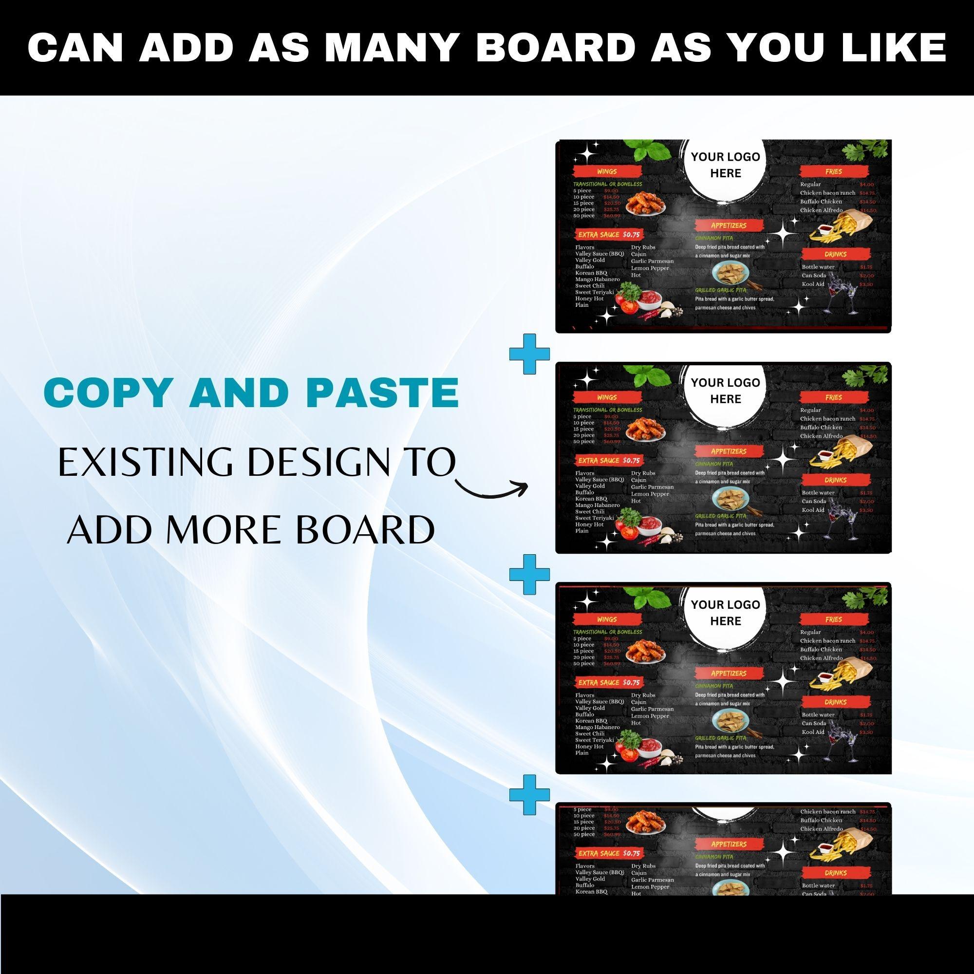 Restaurant TV Menu Board Template: Minimalist Design (canva) - Etsy