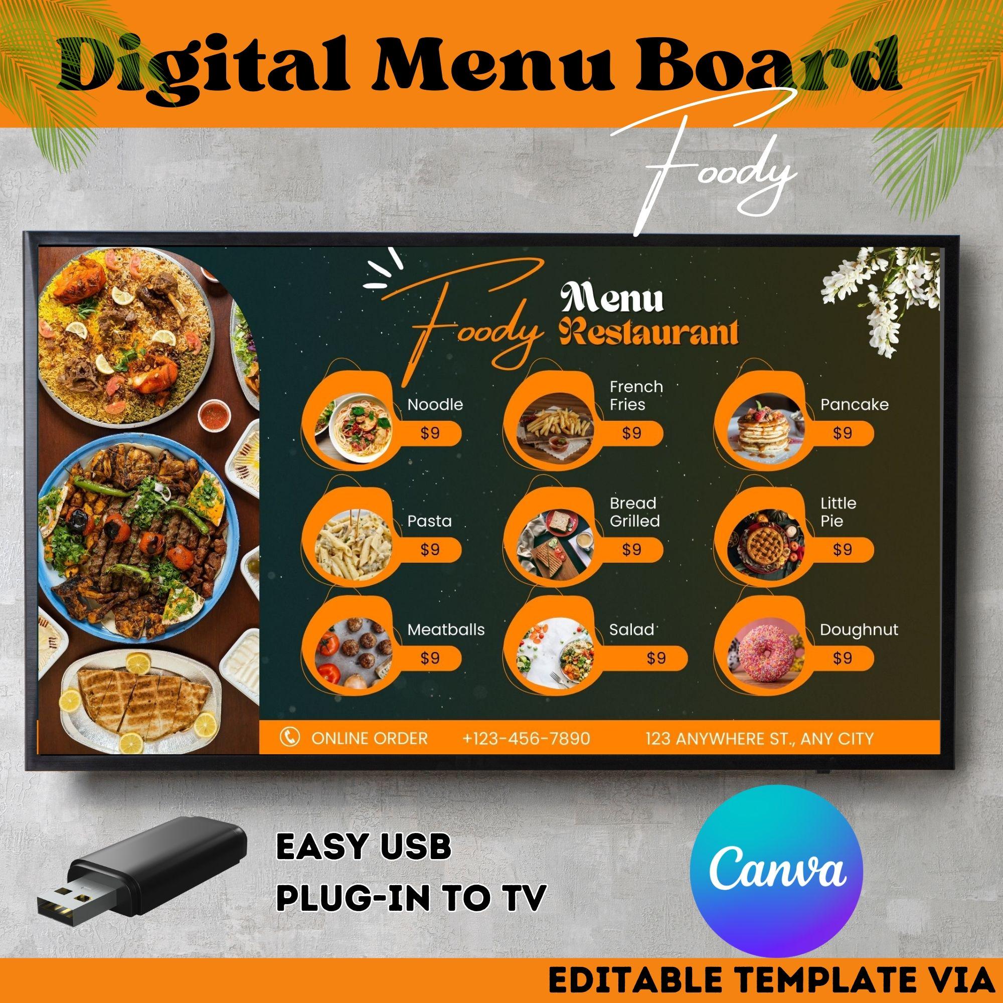 Static TV Restaurant Menu Board Template: Minimalist Design (canva) - Etsy