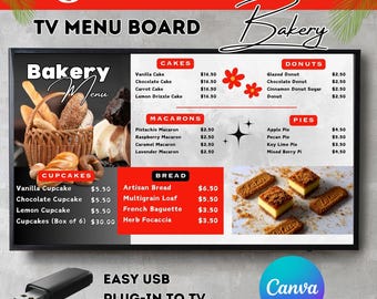 Editable Bakery Menu Board Template: Modern Canva Design (Digital Download)