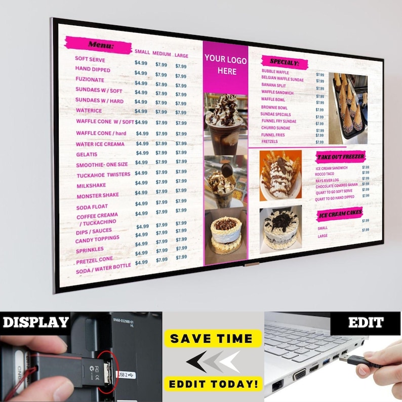 Restaurant TV Menu Board Template: DIY Static Display (canva) - Etsy