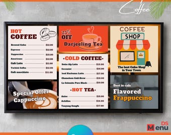 Coffee TV Menu Board – Canva Drinks Template for Café Screens