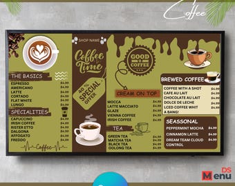 Coffee Time TV Drinks Board – Canva Template for Café Screens