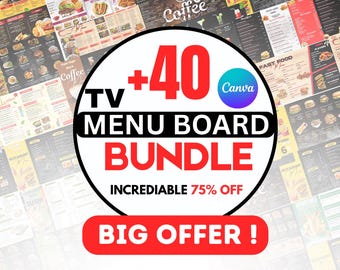 Editable Canva TV Menu Board Bundle, Restaurant Digital Display Templates (Digital Download)