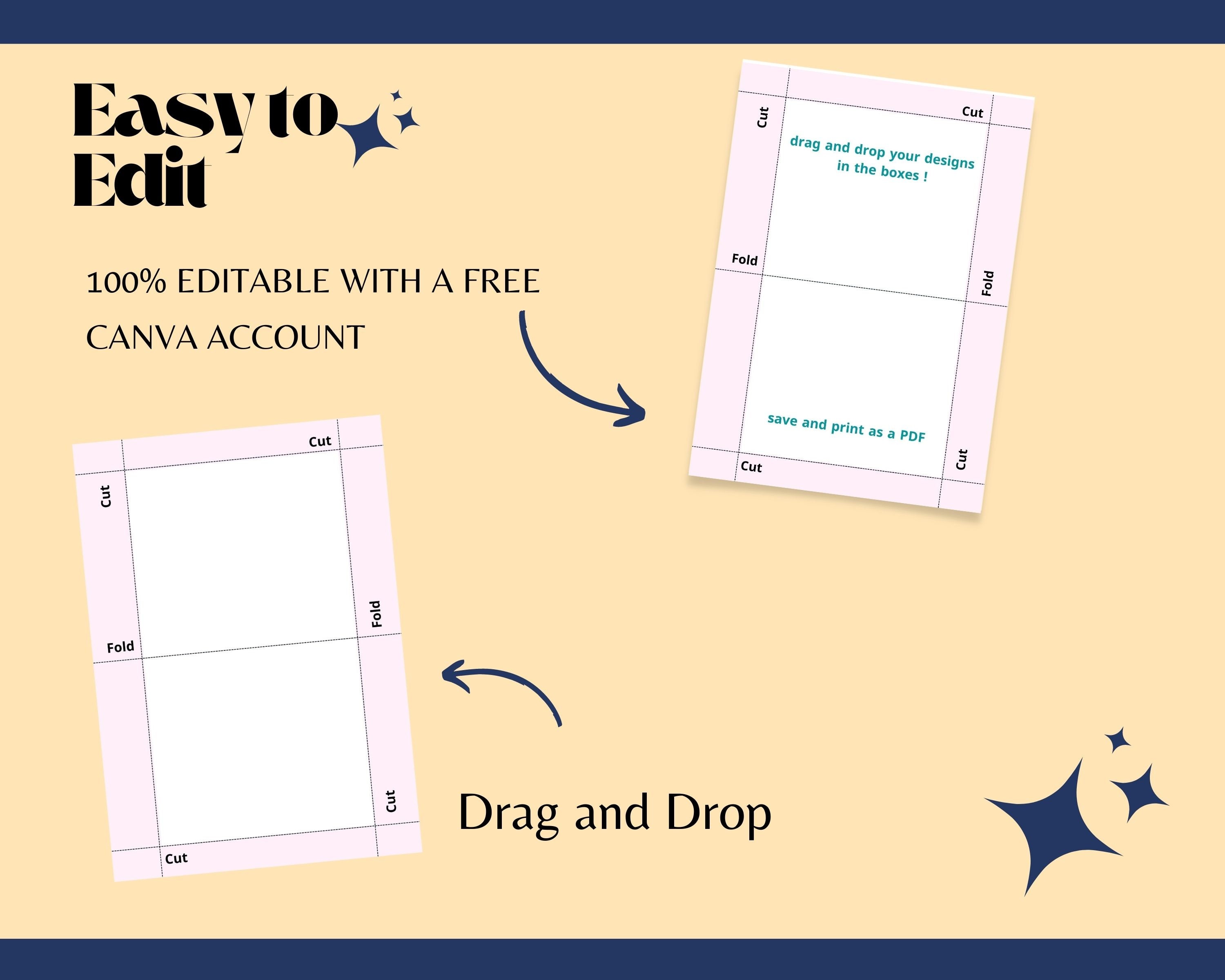 Greeting Card Templates, Drag and Drop, 4x6 and 5x7 Foldable Cards