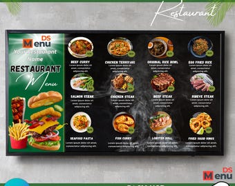 Professional Menu Board | Restaurant TV Display | Editable Canva Template | 1920x1080