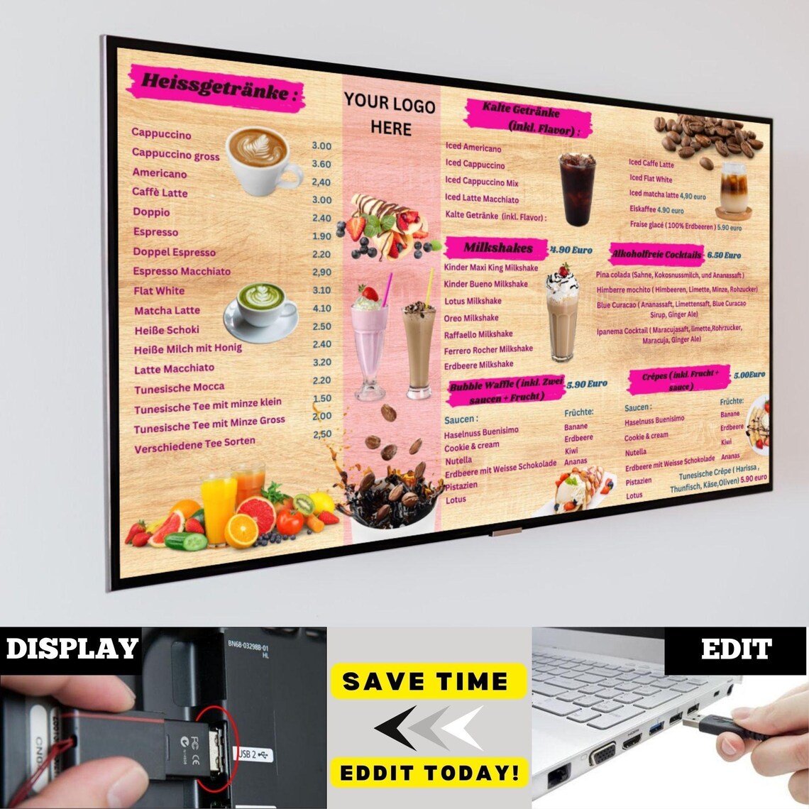 Menu Board for Restaurant, Menu Board Template, Restaurant Menu Board ...