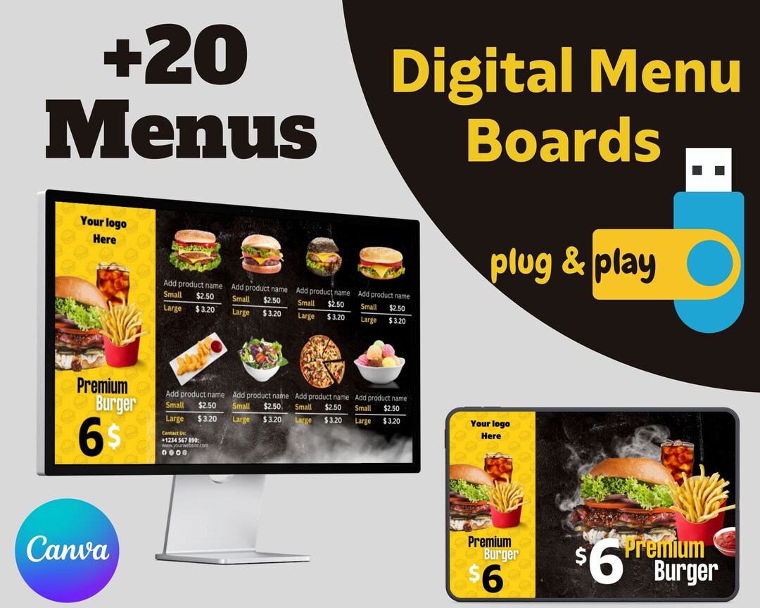 Top 20 Digital Menu Board Software 2023 List, Canva Templates. Etsy