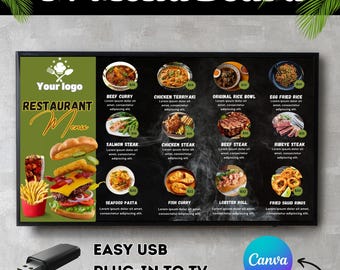TV Menu Board for Restaurant, Digital Restaurant TV Menu Board, Restaurant Menu Display Screen, Digital TV Signage, Restaurant Digital Sign