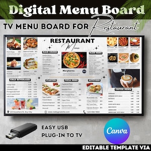 Bewerkbare sjabloon restaurantmenukaart, aanpasbaar canva-ontwerp voor dinermenu's – gebruiksvriendelijke, moderne sjabloon voor restaurants en cafés