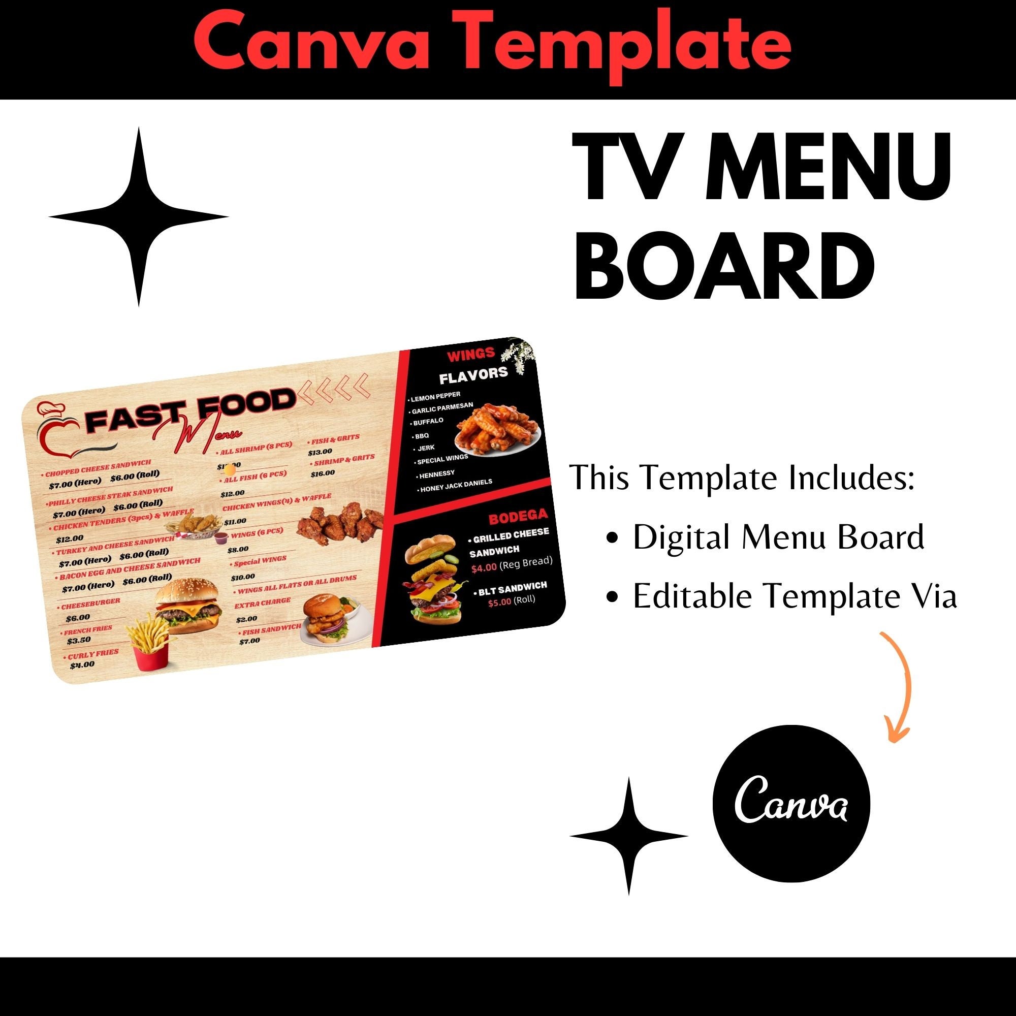 TV Menu Board for Restaurant, Fast Food Menu, Digital Menu Board ...