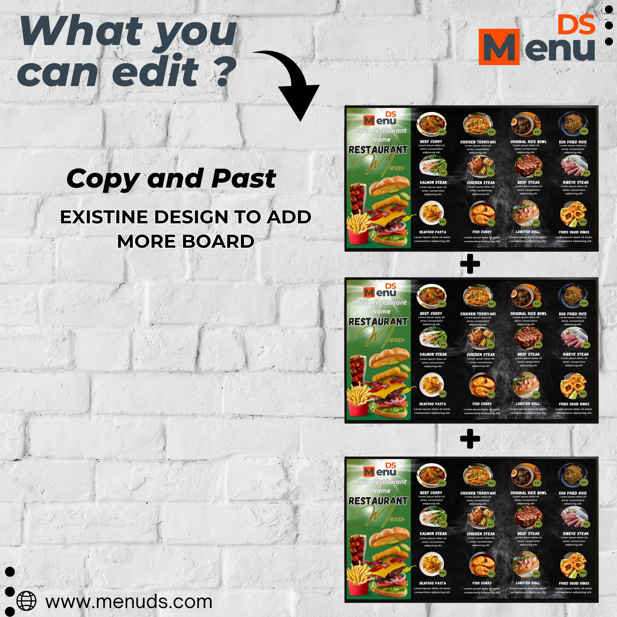 Professional Menu Board | Restaurant TV Display | Editable Canva ...