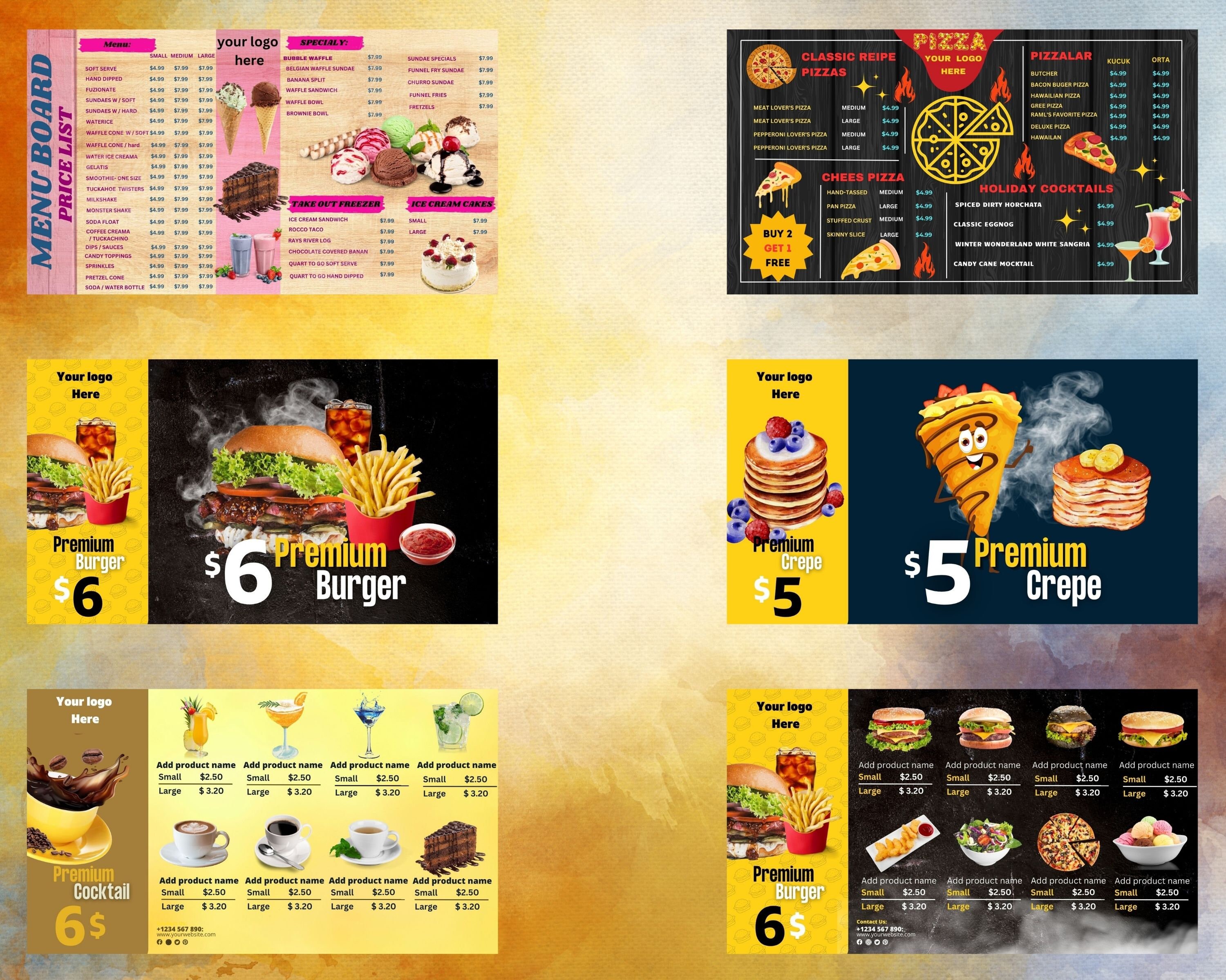 Custom Restaurant TV Menu Board Design: Food Flyers, Canva Template ...