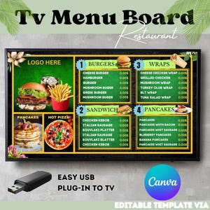 Tableros de menú de catering, tablero de menú de televisión, plantilla de menú de restaurante, tablero de menú de pizza, diseño de menú de restaurante, menú de televisión moderno