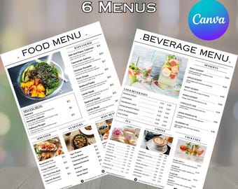 Restaurant Menu Bundle: Editable Canva Food & Beverage Templates (Digital Download)