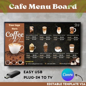 Placa de menu digital DIY fácil, placa de menu de café, menu de café, placa de menu de TV, placa de menu digital, modelo de menu digital, modelo de placa de menu