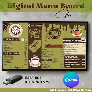 Modelo de menu Café, Quadro de menu Cafeteria, Modelo de menu de café, quadro de menu de café, design de menu de café, Menu de café moderno, Lista de preços de negócios