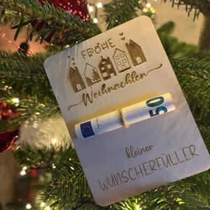 Regalo di Natale in legno / biglietto di legno / regalo di denaro natalizio / esauditore di desideri / biglietto di Natale