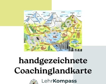 Handgezeichnete Coaching Landkarte PDF/PNG | Visualisierungstool für Coaching, Beratung, Therapie & Persönlichkeitsentwicklung
